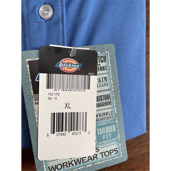 Dickies Women’s Workwear Stain Resistant ButtonUp Workwear Button Blue Sz XL - Picture 2 of 6